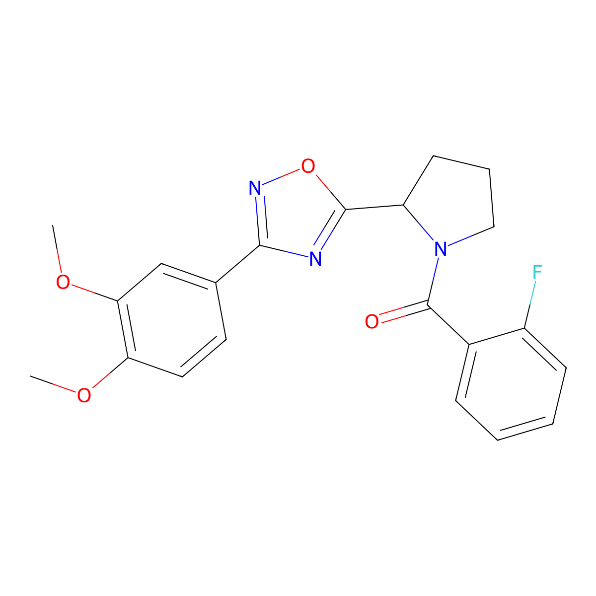3-(3,4-Dimethoxyphenyl)-5-[1-(2-fluorobenzoyl)pyrrolidin-2-yl]-1,2,4-oxadiazole molecular structure, CAS 1790669-81-6