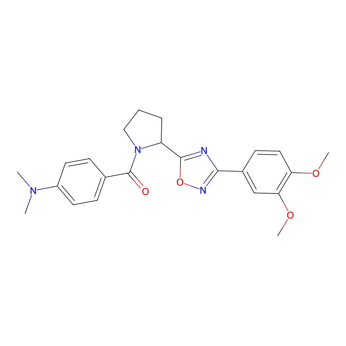 [4-({2-[3-(3,4-Dimethoxyphenyl)-1,2,4-oxadiazol-5-yl]pyrrolidin-1-yl}carbonyl)phenyl]dimethylamine molecular structure, CAS 1790669-89-4
