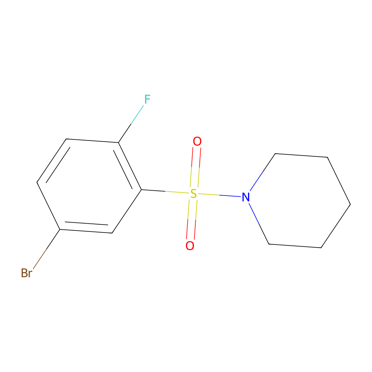 1-[(5-Bromo-2-fluorobenzene)sulfonyl]piperidine molecular structure, CAS 1790694-16-4