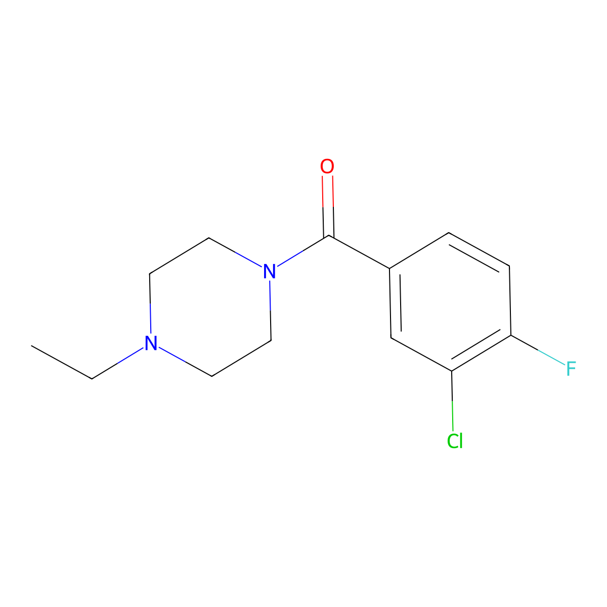 (3-Chloro-4-fluorophenyl)(4-ethyl-1-piperazinyl)methanone molecular structure, CAS 1790720-13-6