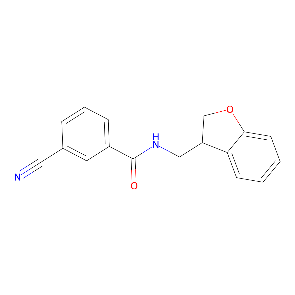3-cyano-N-[(2,3-dihydro-1-benzofuran-3-yl)methyl]benzamide molecular structure, CAS 1790727-53-5
