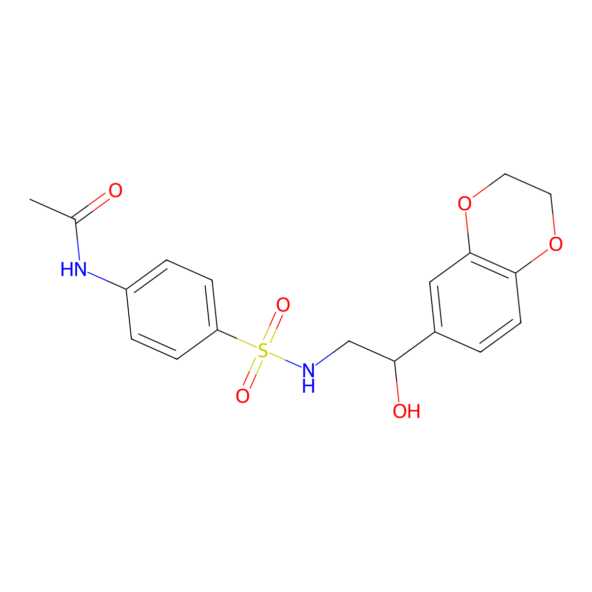 N-(4-(N-(2-(2,3-dihydrobenzo[b][1,4]dioxin-6-yl)-2-hydroxyethyl)sulfamoyl)phenyl)acetamide molecular structure, CAS 1790749-83-5