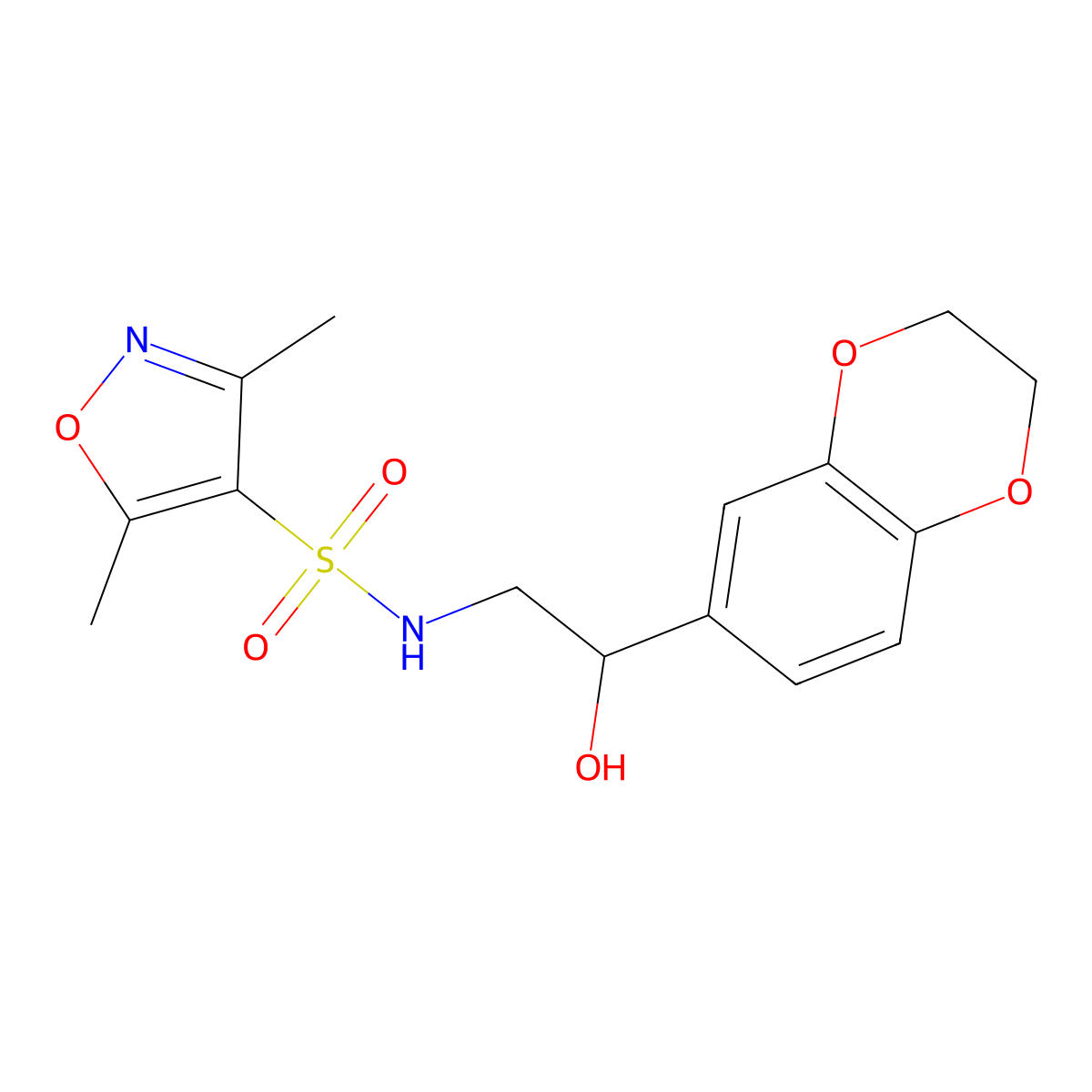 N-(2-(2,3-dihydrobenzo[b][1,4]dioxin-6-yl)-2-hydroxyethyl)-3,5-dimethylisoxazole-4-sulfonamide molecular structure, CAS 1790766-78-7
