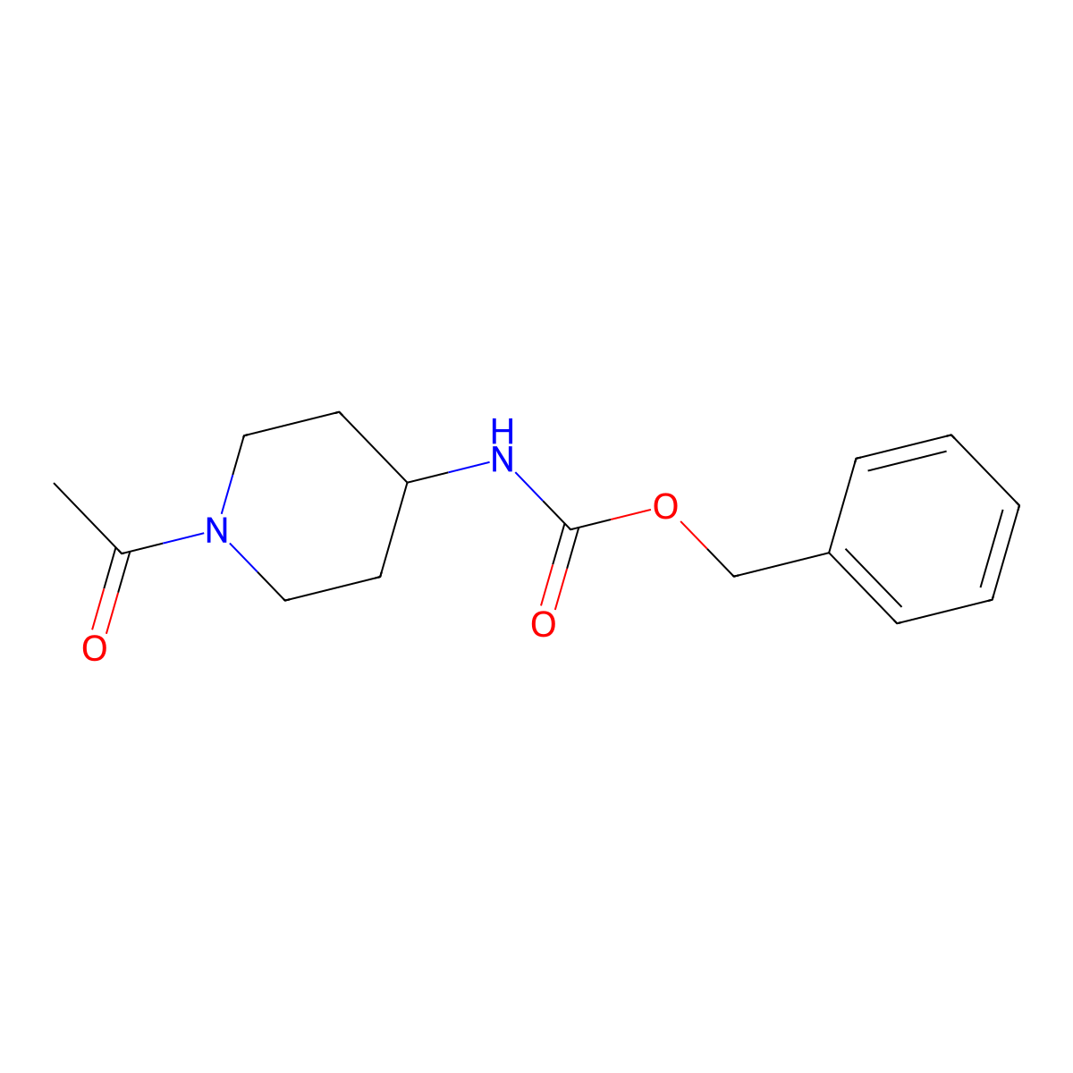 Benzyl 1-acetylpiperidin-4-ylcarbamate molecular structure, CAS 1790807-64-5