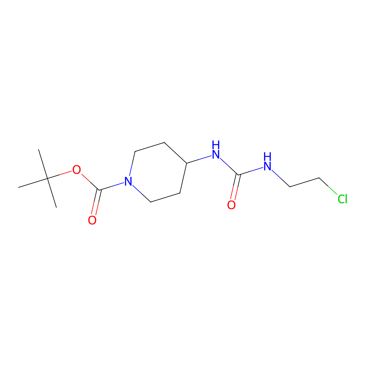 4-[3-(2-Chloro-ethyl)-ureido]-piperidine-1-carboxylic acid tert-butyl ester molecular structure, CAS 1790837-19-2
