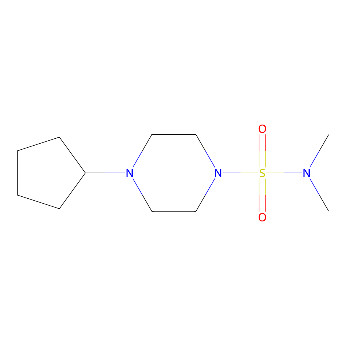 4-cyclopentyl-N,N-dimethylpiperazine-1-sulfonamide molecular structure, CAS 1790905-18-8