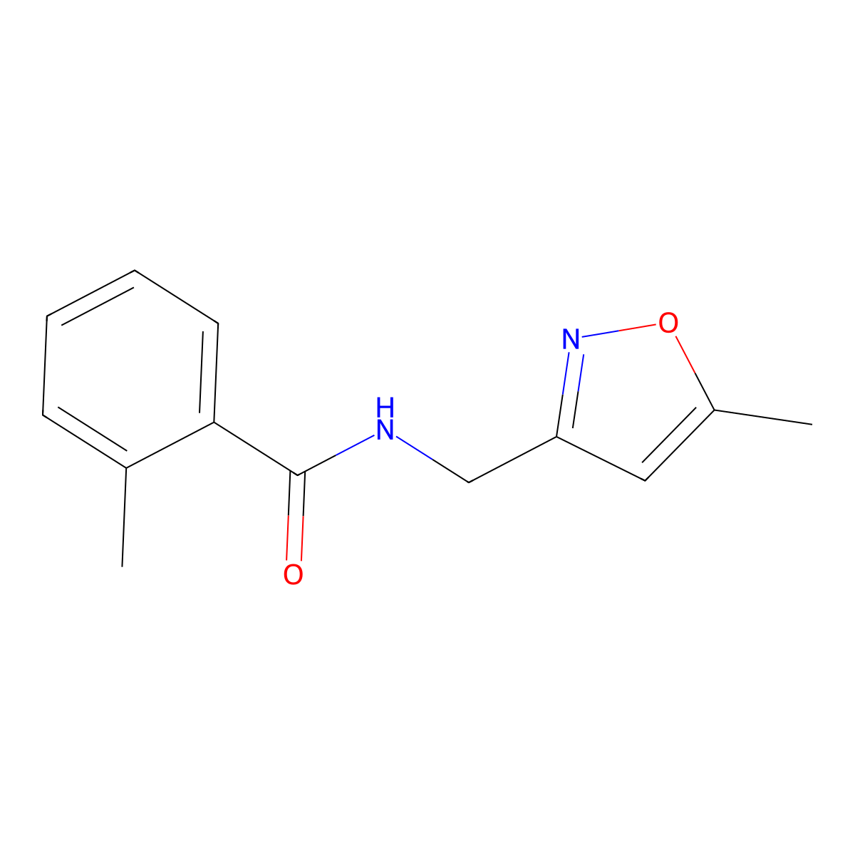 2-methyl-N-((5-methylisoxazol-3-yl)methyl)benzamide molecular structure, CAS 1791004-06-2