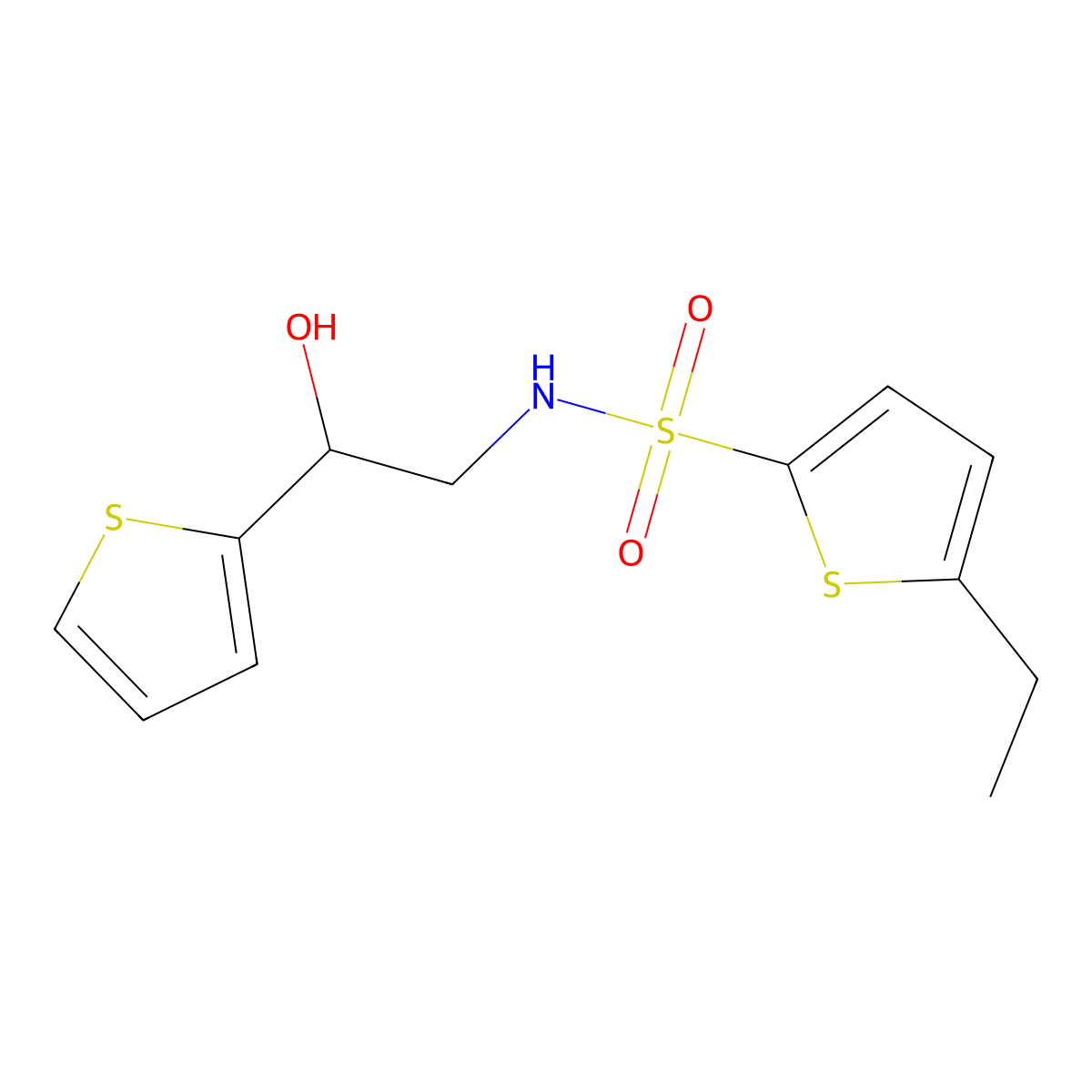 5-ethyl-N-[2-hydroxy-2-(thiophen-2-yl)ethyl]thiophene-2-sulfonamide molecular structure, CAS 1791014-46-4