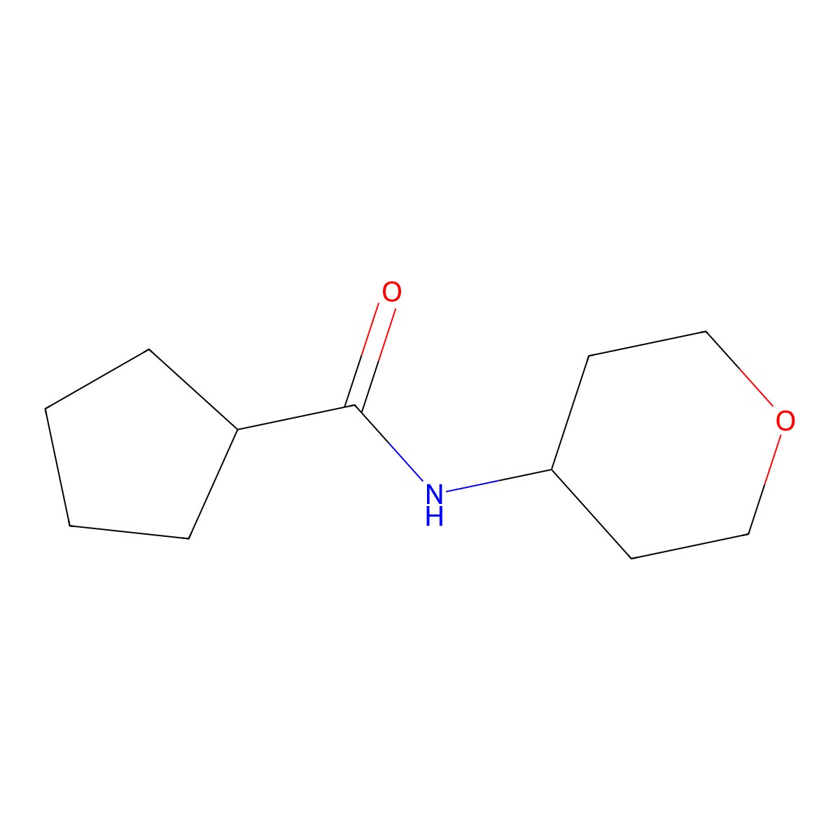 N-(oxan-4-yl)cyclopentanecarboxamide molecular structure, CAS 1791024-98-0