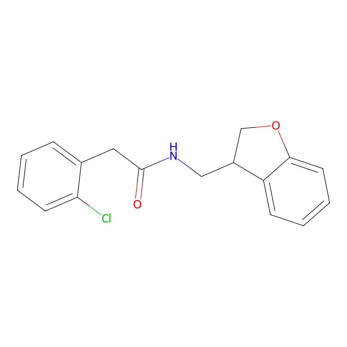 2-(2-chlorophenyl)-N-[(2,3-dihydro-1-benzofuran-3-yl)methyl]acetamide molecular structure, CAS 1791059-11-4