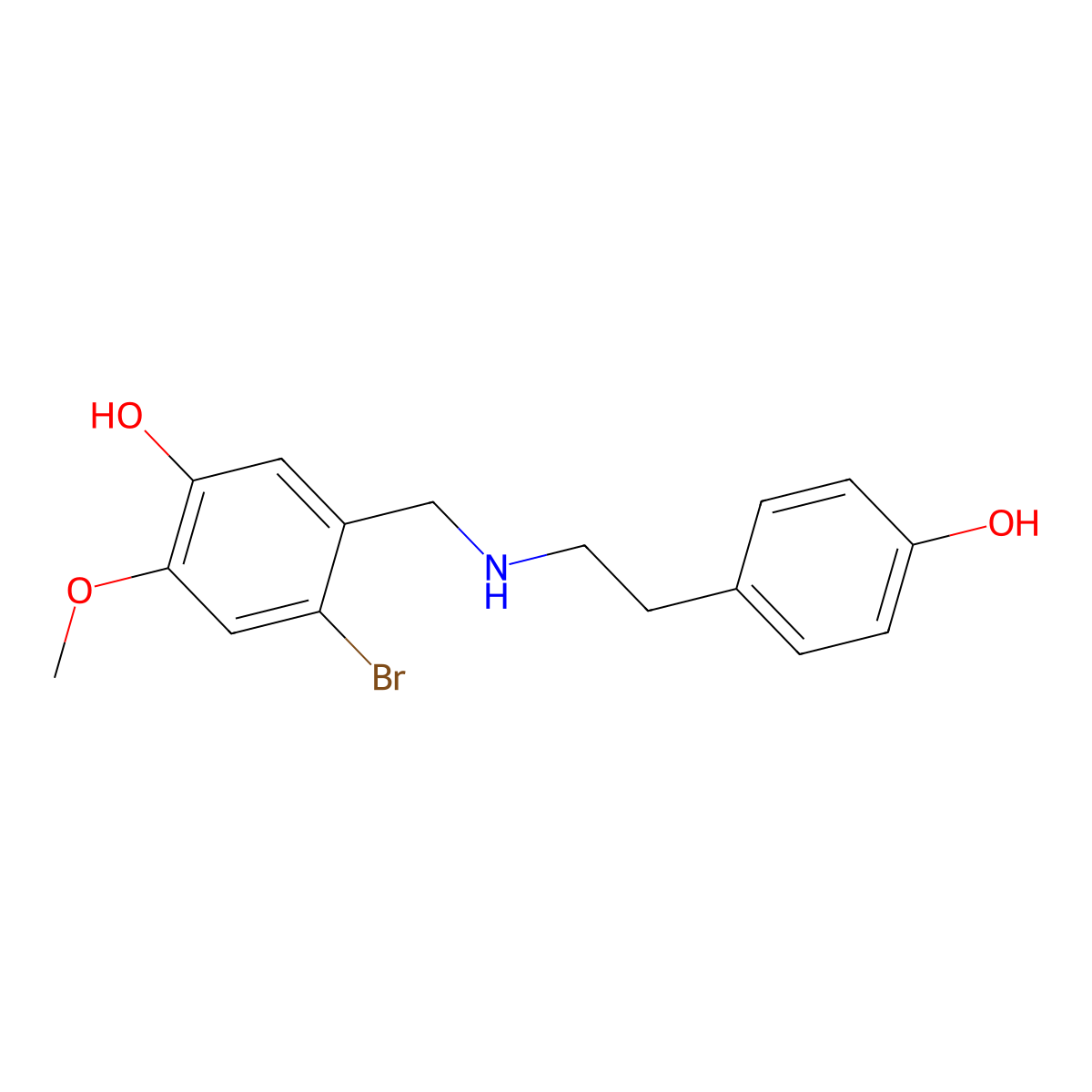 4-Bromo-5-((4-hydroxyphenethylamino)methyl)-2-methoxyphenol molecular structure, CAS 179107-93-8