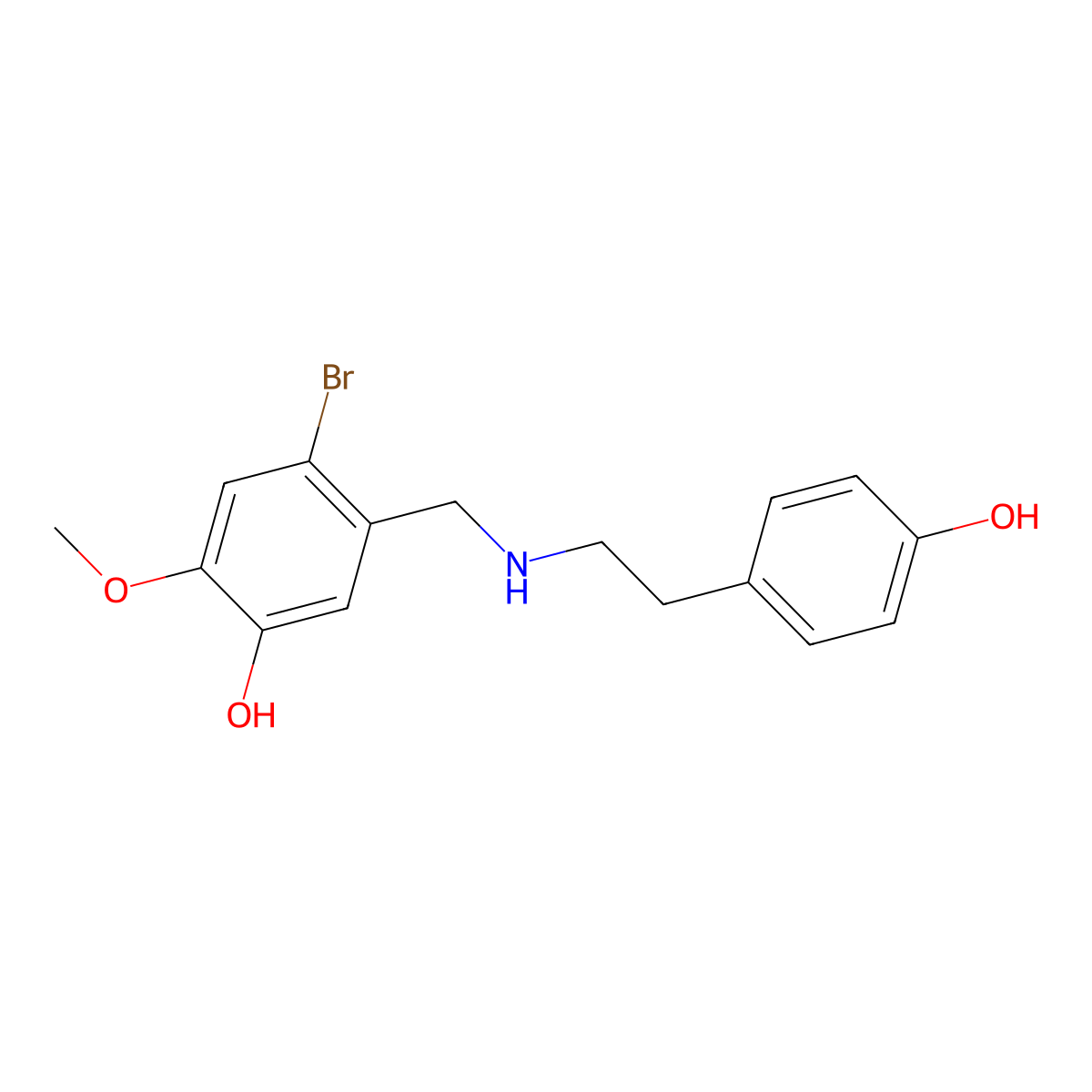 4-Bromo-5-((4-hydroxyphenethylamino)methyl)-2-methoxyphenol molecular structure, CAS 179107-93-8