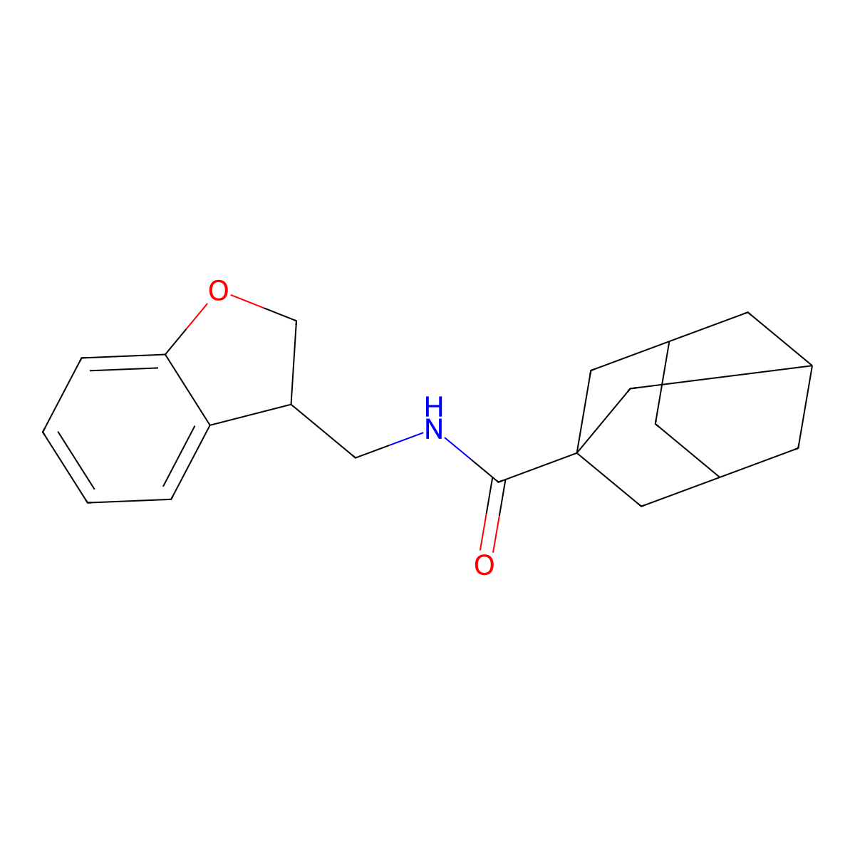 N-[(2,3-dihydro-1-benzofuran-3-yl)methyl]adamantane-1-carboxamide molecular structure, CAS 1791088-29-3