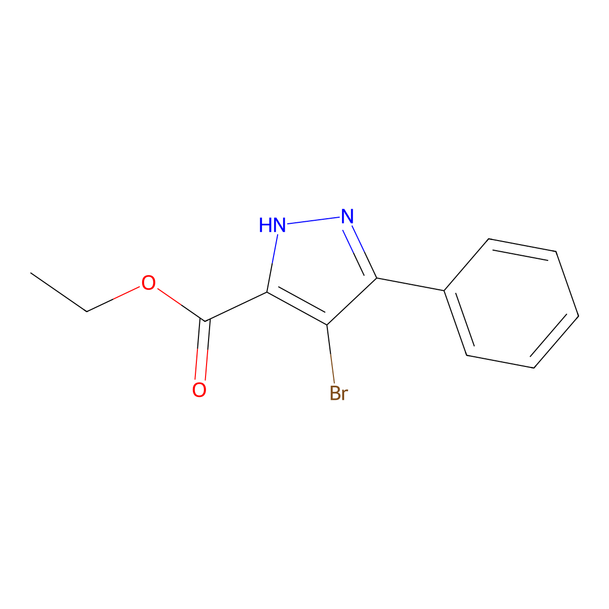 Ethyl 4-bromo-3-phenyl-1H-pyrazole-5-carboxylate molecular structure, CAS 179110-53-3