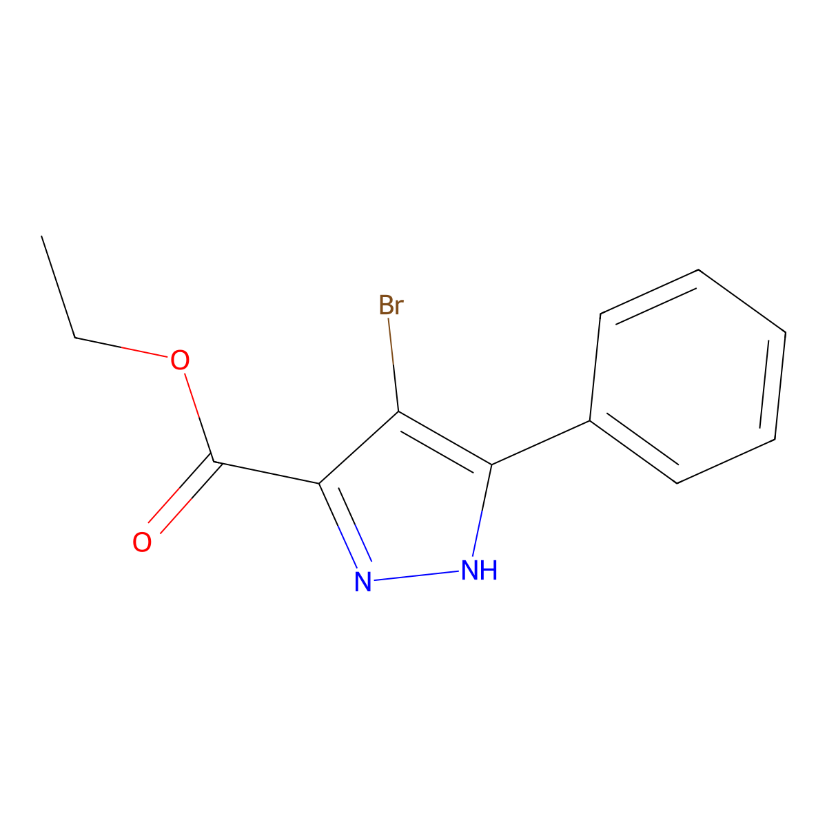 Ethyl 4-bromo-3-phenyl-1H-pyrazole-5-carboxylate molecular structure, CAS 179110-53-3