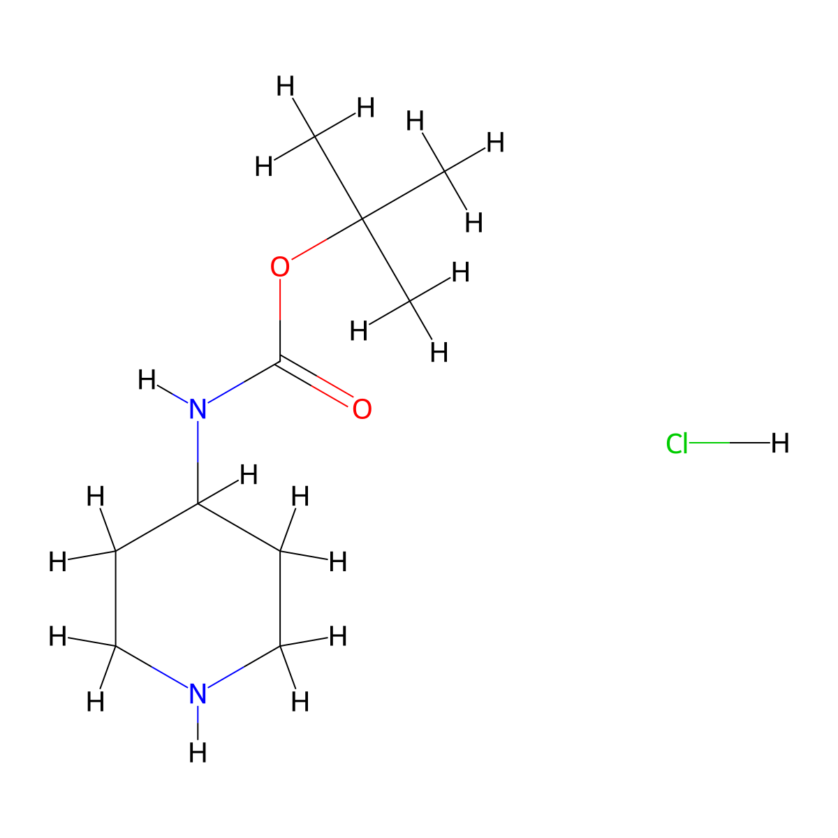 4-(tert-Butoxycarbonylamino)piperidine hydrochloride molecular structure, CAS 179110-74-8