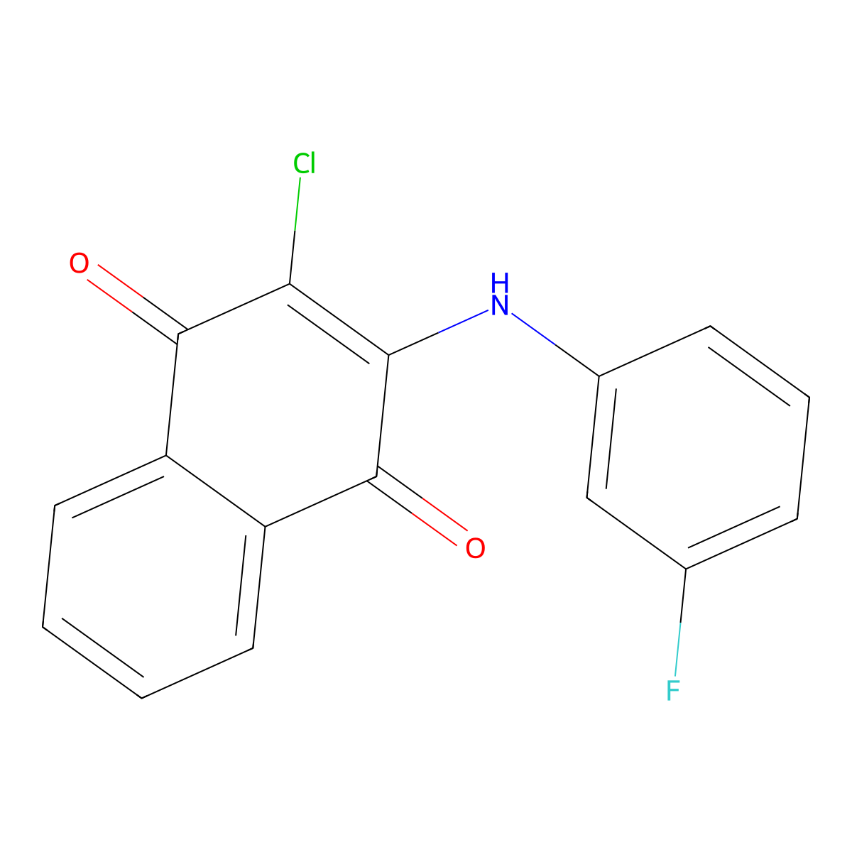2-Chloro-3-(3-fluoroanilino)naphthalene-1,4-dione molecular structure, CAS 179115-45-8