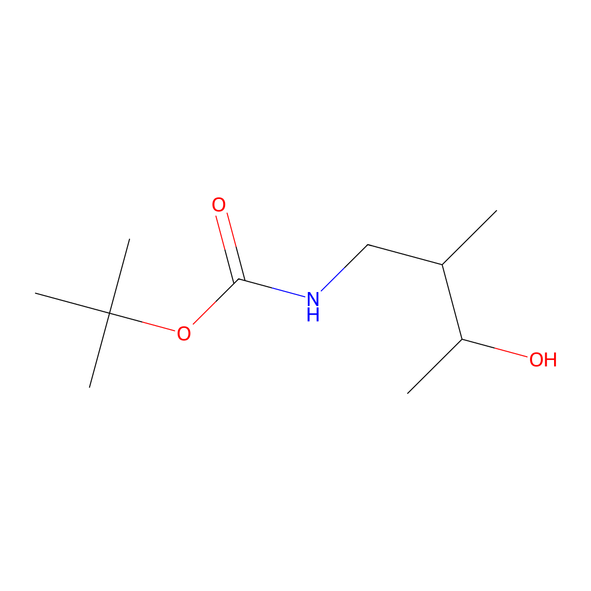 Tert-butyl (3-hydroxy-2-methylbutyl)carbamate molecular structure, CAS 179116-03-1