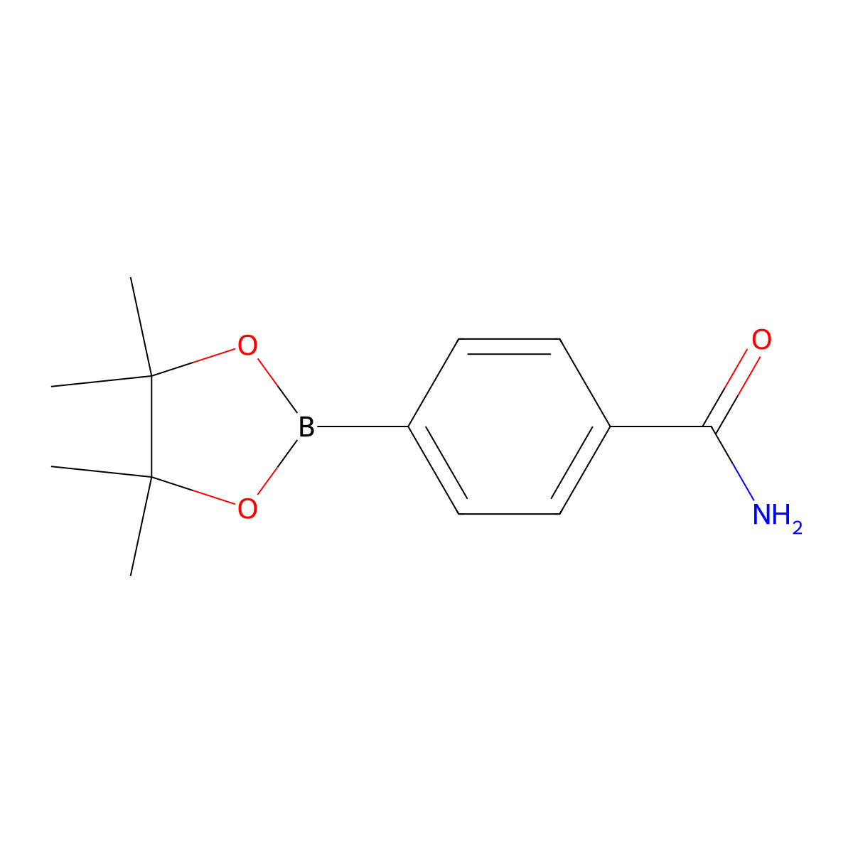 4-(Tetramethyl-1,3,2-dioxaborolan-2-yl)benzamide molecular structure, CAS 179117-44-3