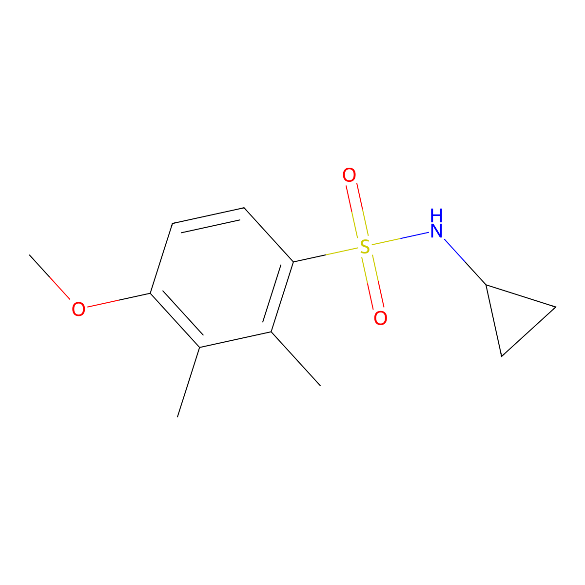 N-cyclopropyl-4-methoxy-2,3-dimethylbenzenesulfonamide molecular structure, CAS 1791182-61-0