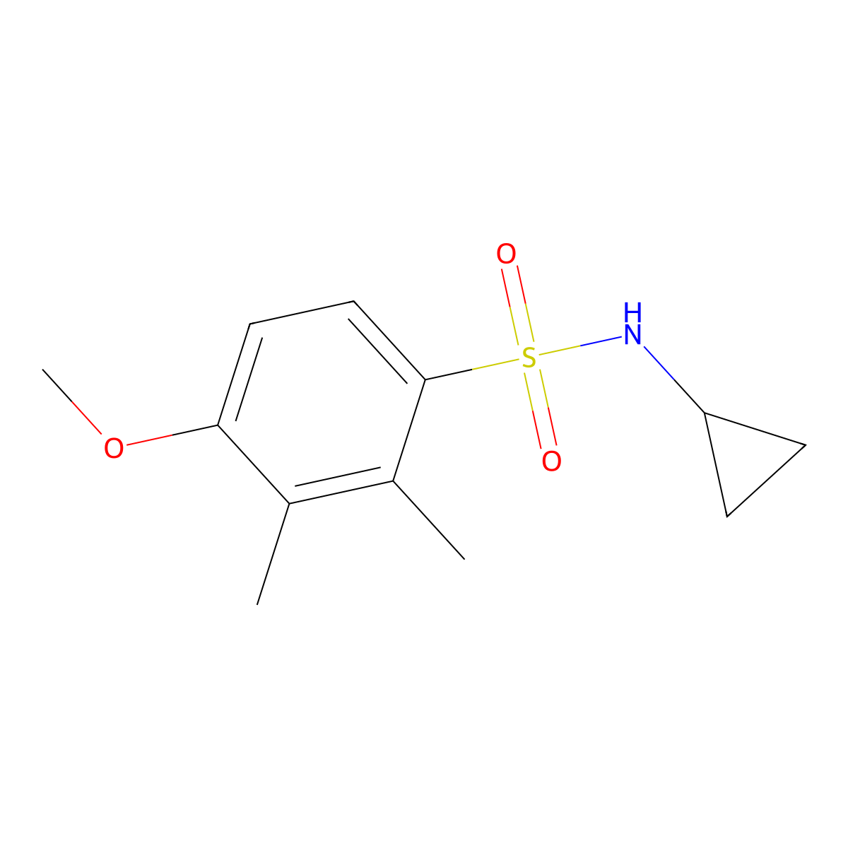 N-cyclopropyl-4-methoxy-2,3-dimethylbenzenesulfonamide molecular structure, CAS 1791182-61-0