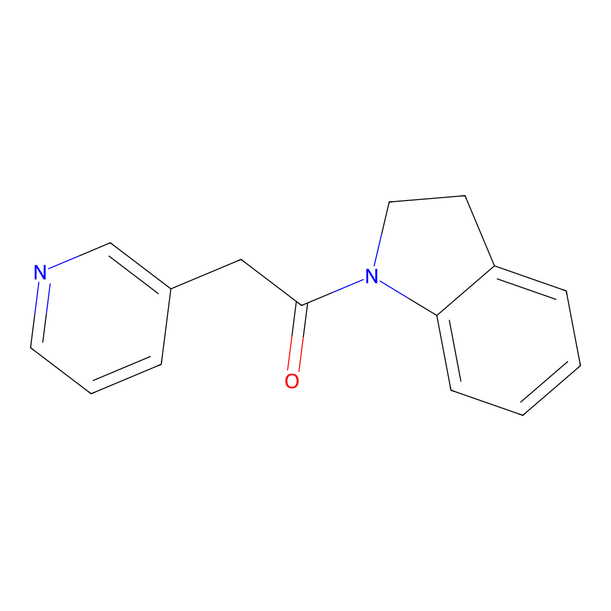 1-(2,3-dihydro-1H-indol-1-yl)-2-(pyridin-3-yl)ethan-1-one molecular structure, CAS 1791202-21-5