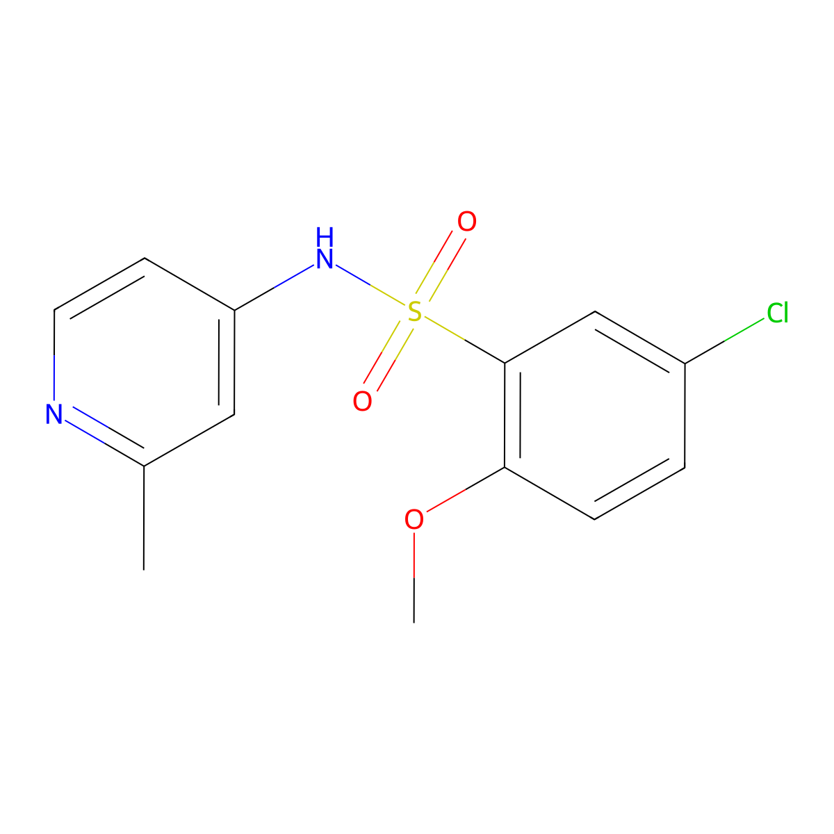 5-chloro-2-methoxy-N-(2-methylpyridin-4-yl)benzene-1-sulfonamide molecular structure, CAS 1791331-48-0