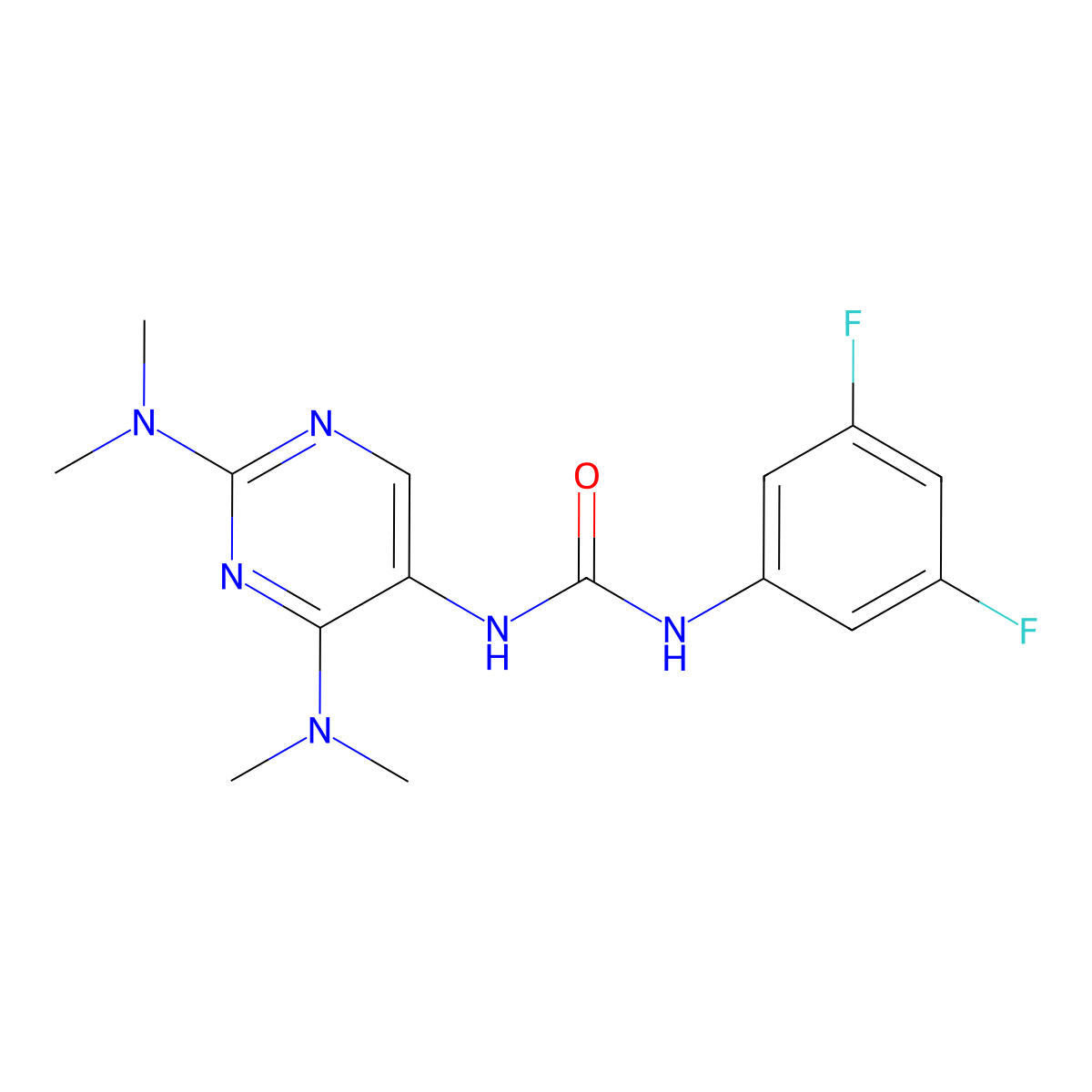 1-(2,4-Bis(dimethylamino)pyrimidin-5-yl)-3-(3,5-difluorophenyl)urea molecular structure, CAS 1791374-04-3