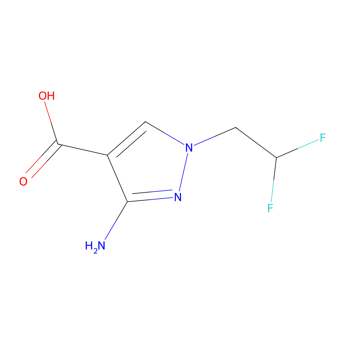 3-amino-1-(2,2-difluoroethyl)-1H-pyrazole-4-carboxylic acid molecular structure, CAS 1791389-33-7