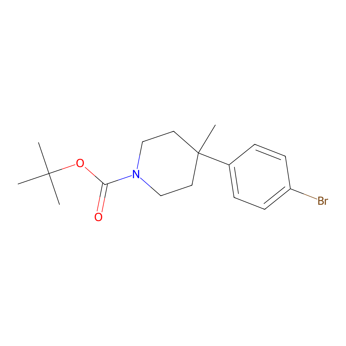 Tert-butyl 4-(4-bromophenyl)-4-methylpiperidine-1-carboxylate molecular structure, CAS 1791402-45-3