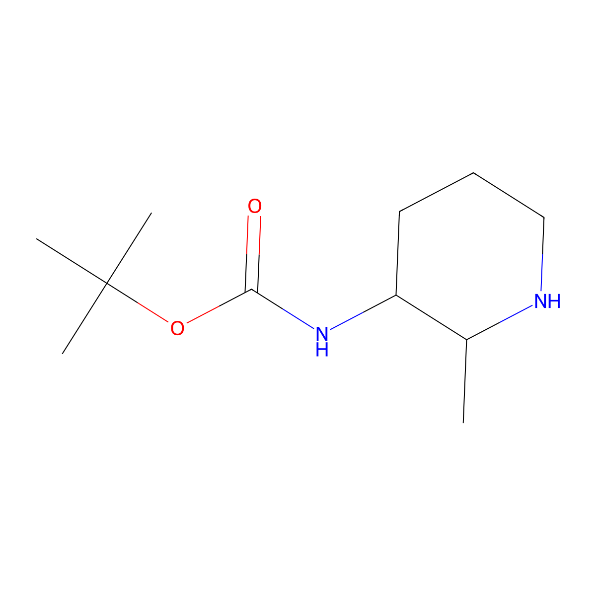 tert-butyl N-[(2R,3R)-2-methylpiperidin-3-yl]carbamate molecular structure, CAS 1791402-58-8