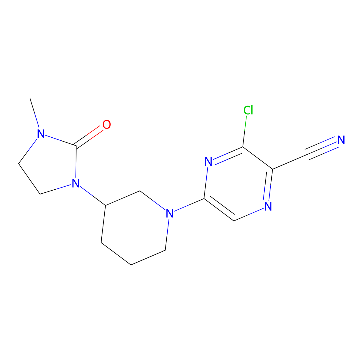 (R)-3-Chloro-5-[3-(3-methyl-2-oxo-1-imidazolidinyl)-1-piperidyl]pyrazine-2-carbonitrile molecular structure, CAS 1791402-90-8