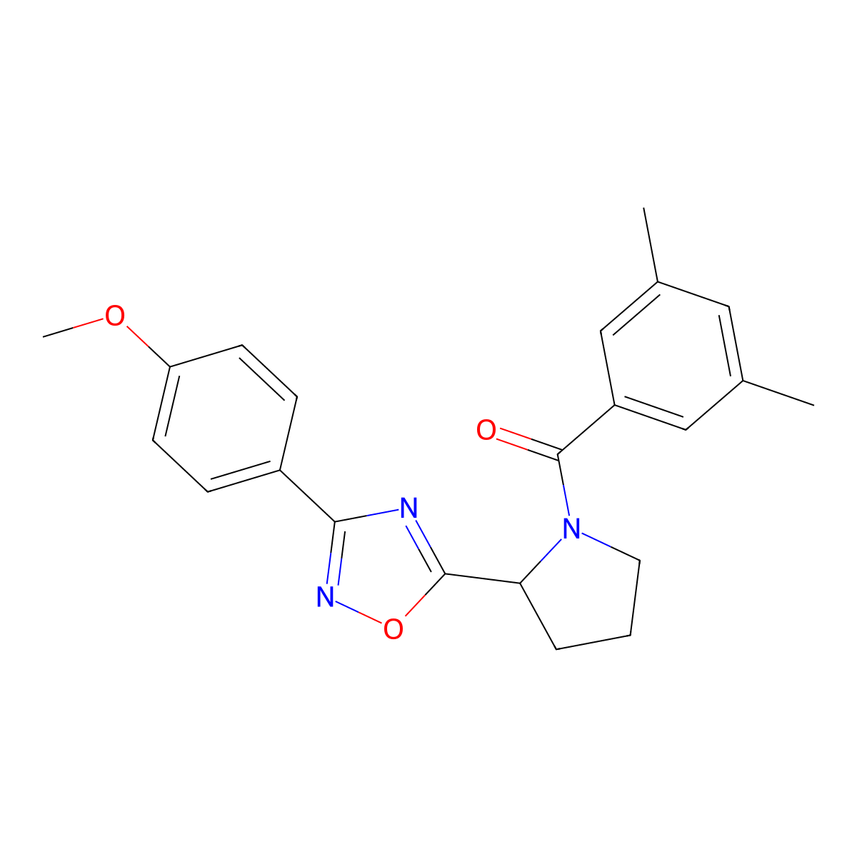 5-[1-(3,5-Dimethylbenzoyl)pyrrolidin-2-yl]-3-(4-methoxyphenyl)-1,2,4-oxadiazole molecular structure, CAS 1791409-00-1