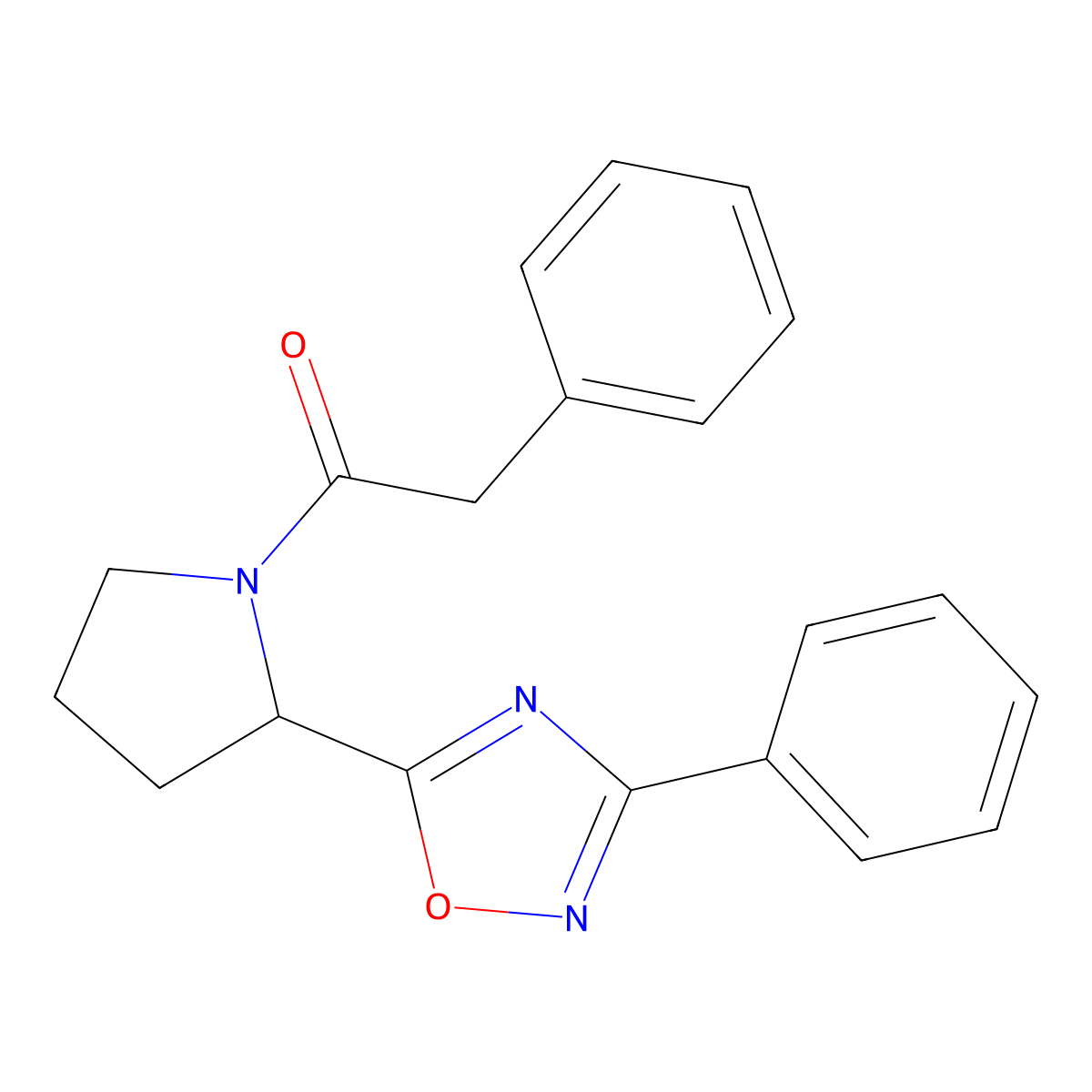 3-Phenyl-5-[1-(phenylacetyl)pyrrolidin-2-yl]-1,2,4-oxadiazole molecular structure, CAS 1791411-24-9