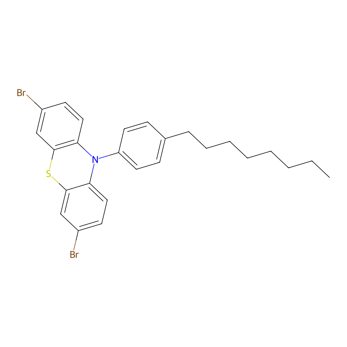 3,7-Dibromo-10-(4-octylphenyl)-10H-phenothiazine molecular structure, CAS 1791416-53-9