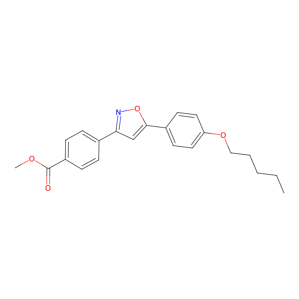 Methyl 4-(5-(4-(pentyloxy)phenyl)isoxazol-3-yl)benzoate molecular structure, CAS 179162-64-2