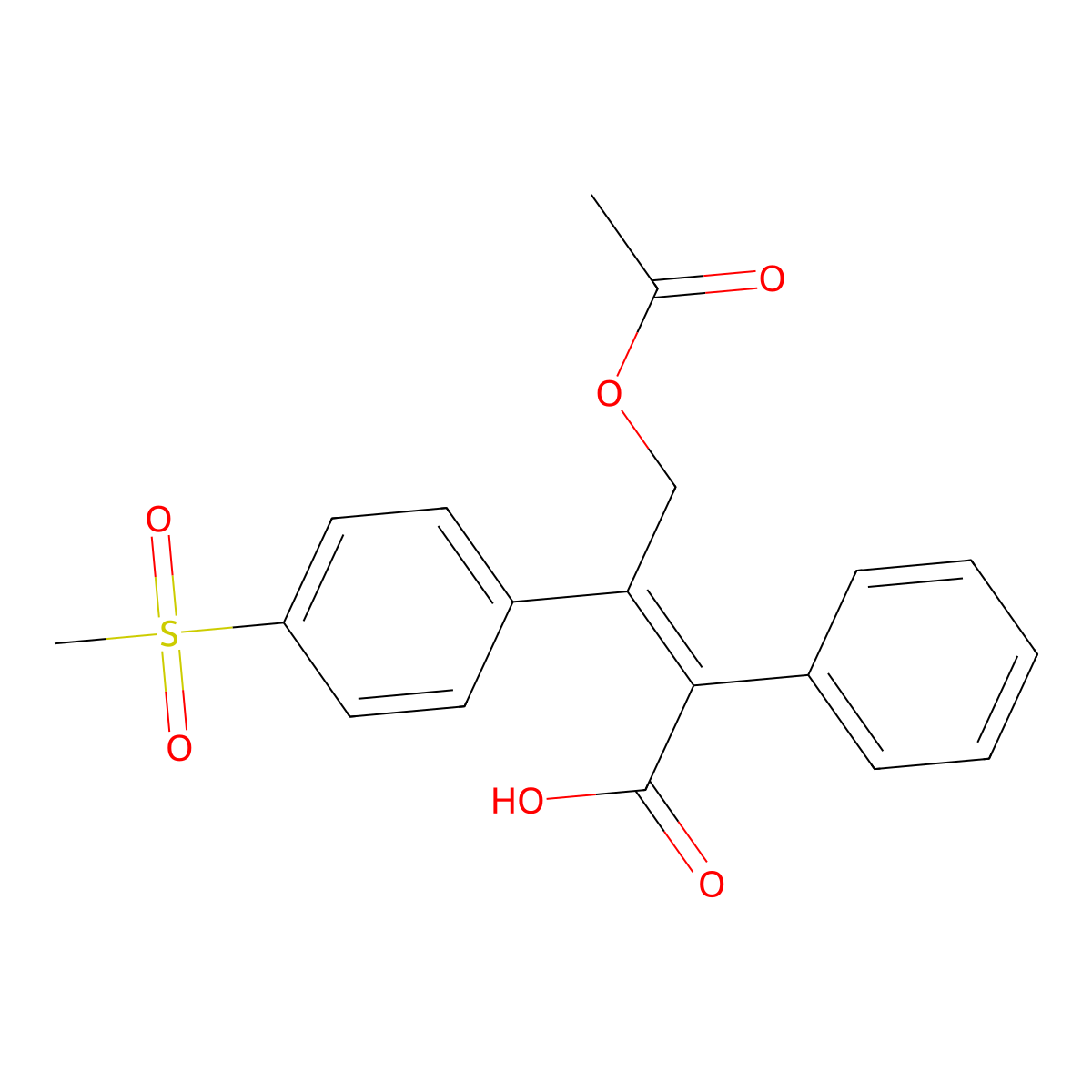 4-Acetyloxy-3-(4-methylsulfonylphenyl)-2-phenylbut-2-enoic acid molecular structure, CAS 179174-79-9