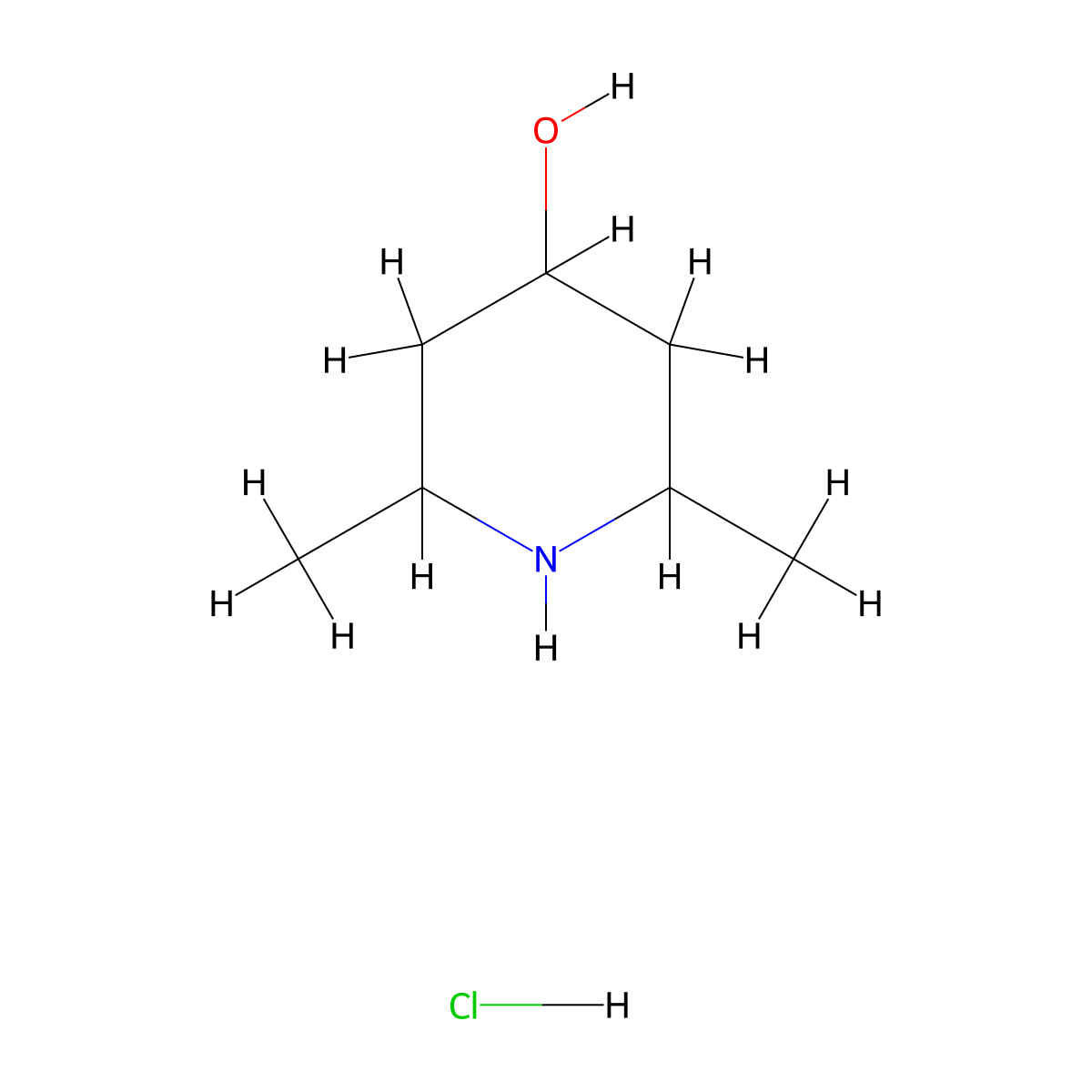 2,6-Dimethylpiperidin-4-ol hydrochloride molecular structure, CAS 179175-18-9