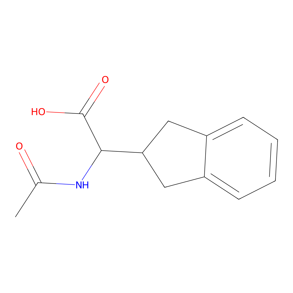(R)-2-Acetamido-2-(2,3-dihydro-1H-inden-2-yl)acetic acid molecular structure, CAS 179185-77-4