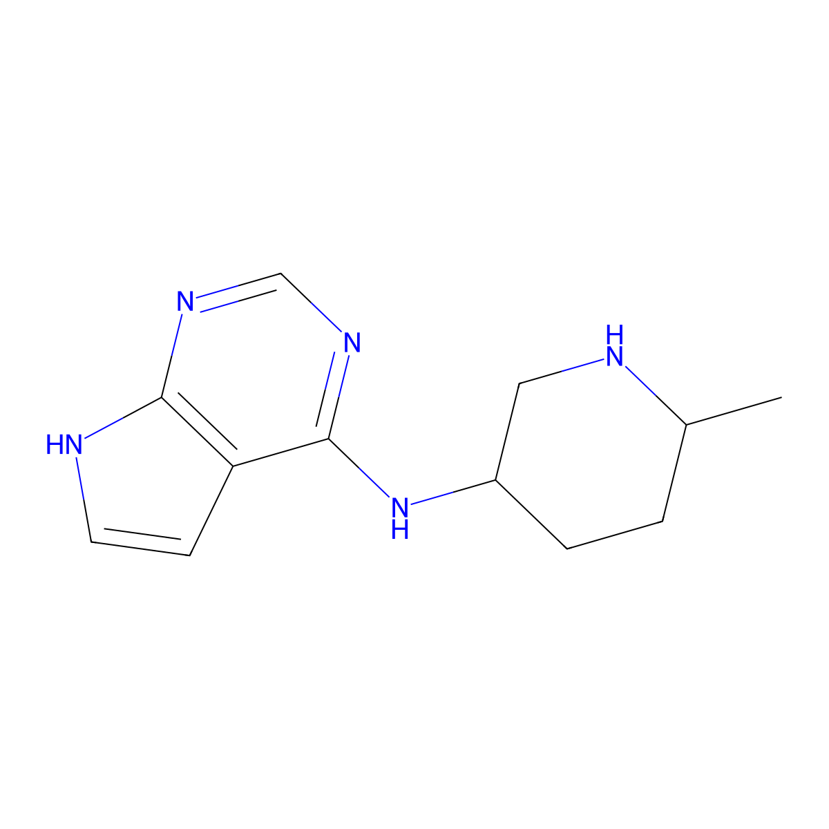 N-((3R,6S)-6-methylpiperidin-3-yl)-7H-pyrrolo[2,3-d]pyrimidin-4-amine molecular structure, CAS 1792184-37-2