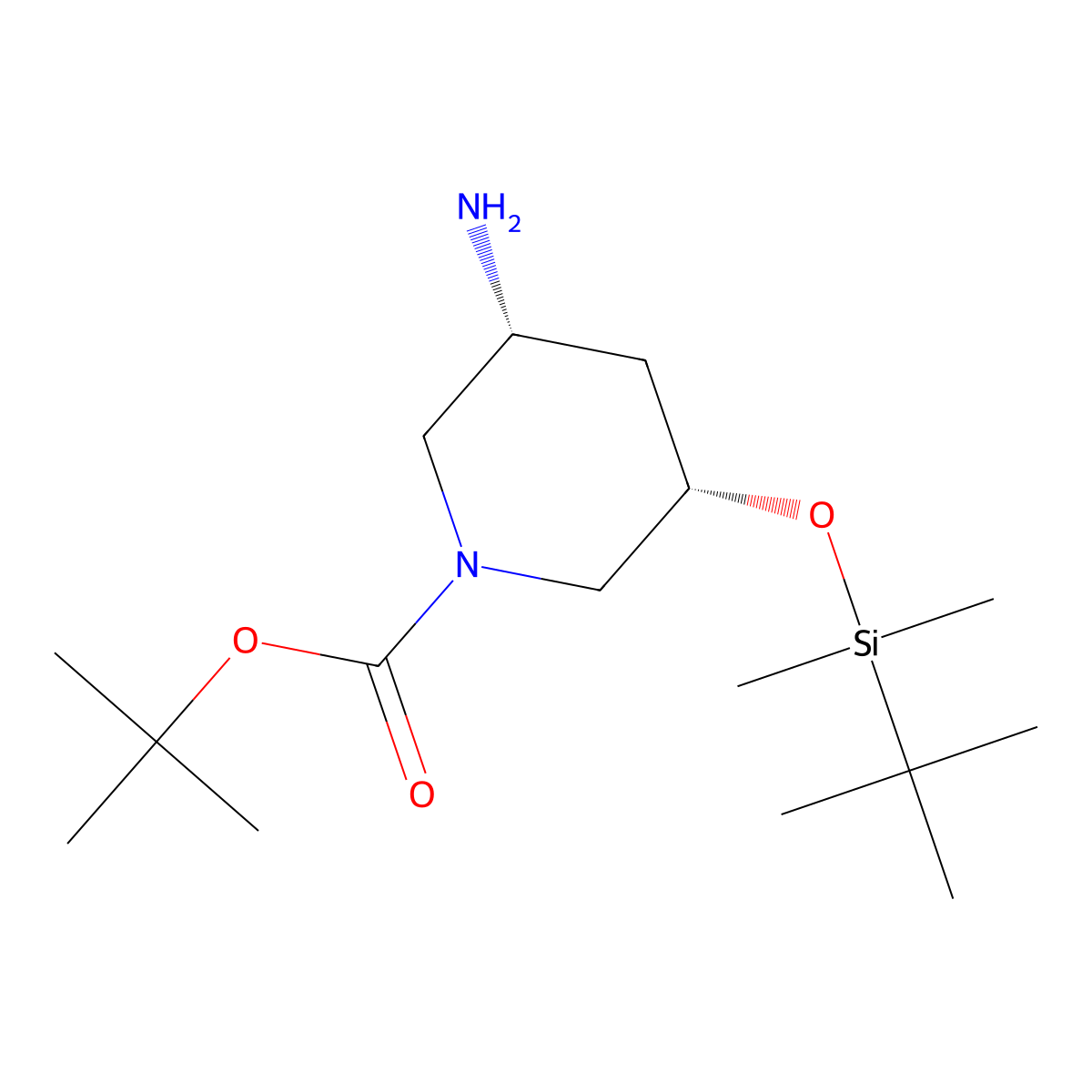 tert-Butyl (3R,5S)-3-amino-5-((tert-butyldimethylsilyl)oxy)piperidine-1-carboxylate molecular structure, CAS 1792185-06-8