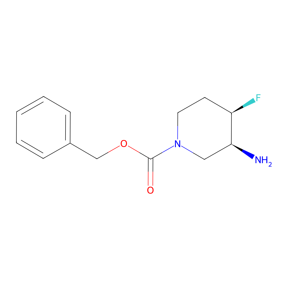 Benzyl (3S,4R)-3-amino-4-fluoropiperidine-1-carboxylate molecular structure, CAS 1792190-59-0