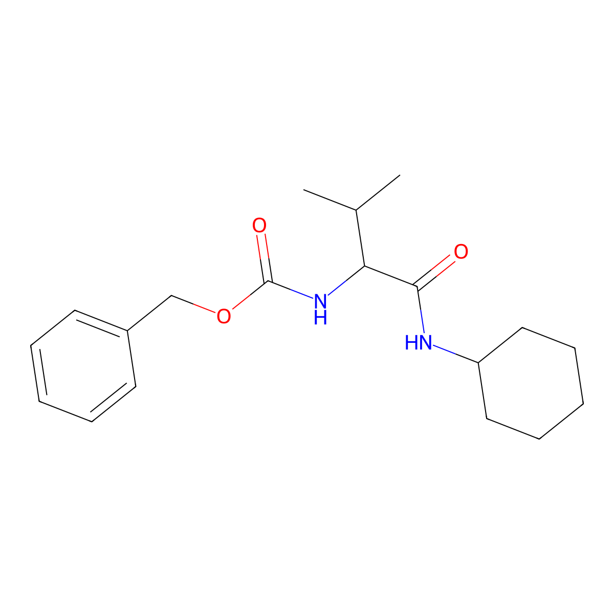 (S)-Benzyl (1-(cyclohexylamino)-3-methyl-1-oxobutan-2-yl)carbamate molecular structure, CAS 17922-79-1