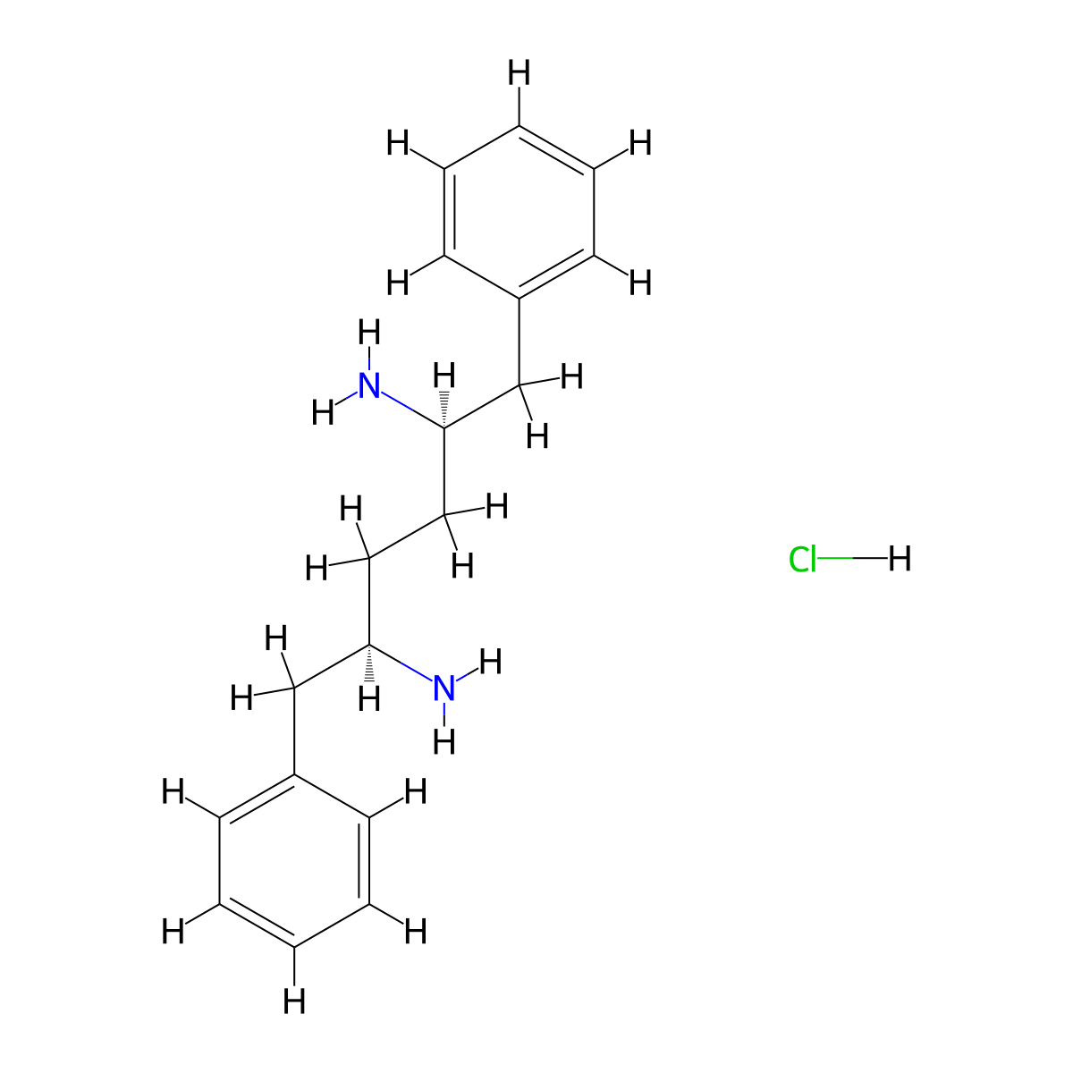 (2R,5R)-1,6-diphenylhexane-2,5-diamine hydrochloride molecular structure, CAS 1792220-76-8