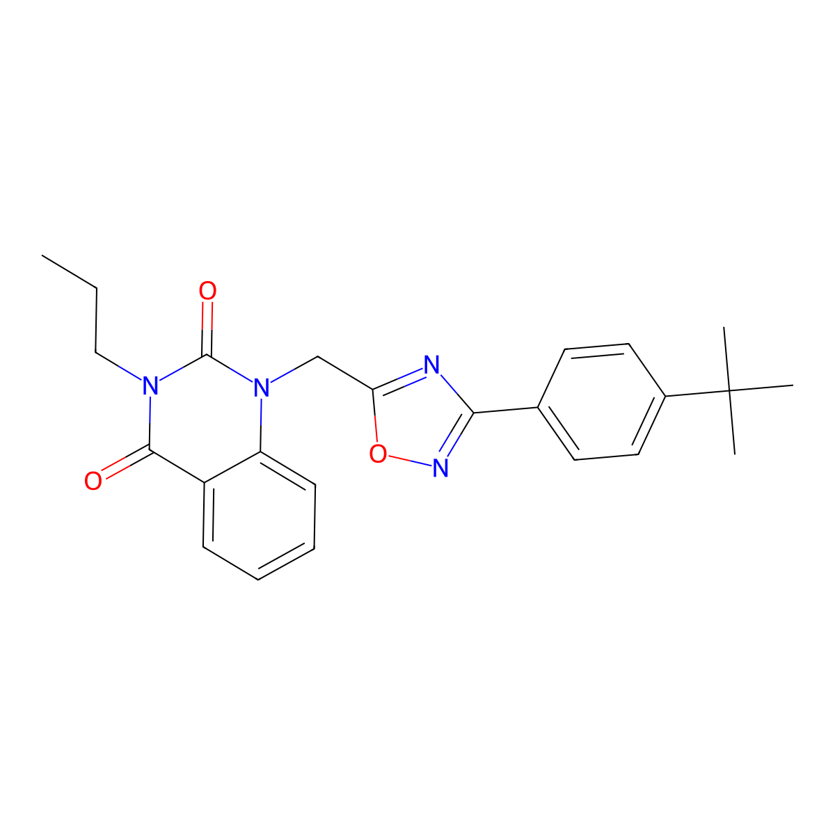 1-{[3-(4-Tert-butylphenyl)-1,2,4-oxadiazol-5-yl]methyl}-3-propyl-1,2,3,4-tetrahydroquinazoline-2,4-dione molecular structure, CAS 1792228-21-7