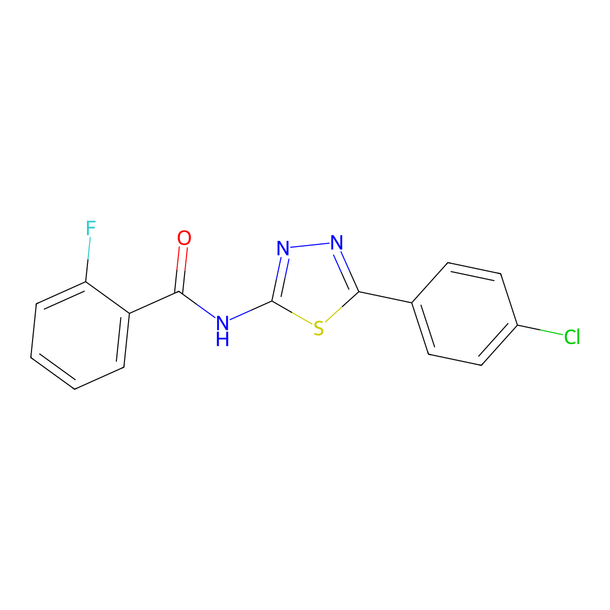 N-[5-(4-chlorophenyl)-1,3,4-thiadiazol-2-yl]-2-fluorobenzamide molecular structure, CAS 179232-88-3