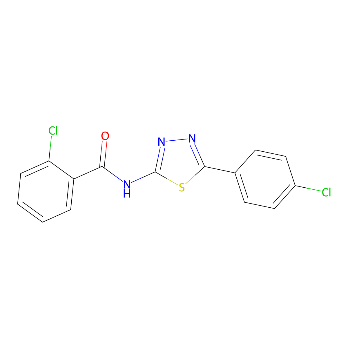 2-chloro-N-[5-(4-chlorophenyl)-1,3,4-thiadiazol-2-yl]benzamide molecular structure, CAS 179232-89-4