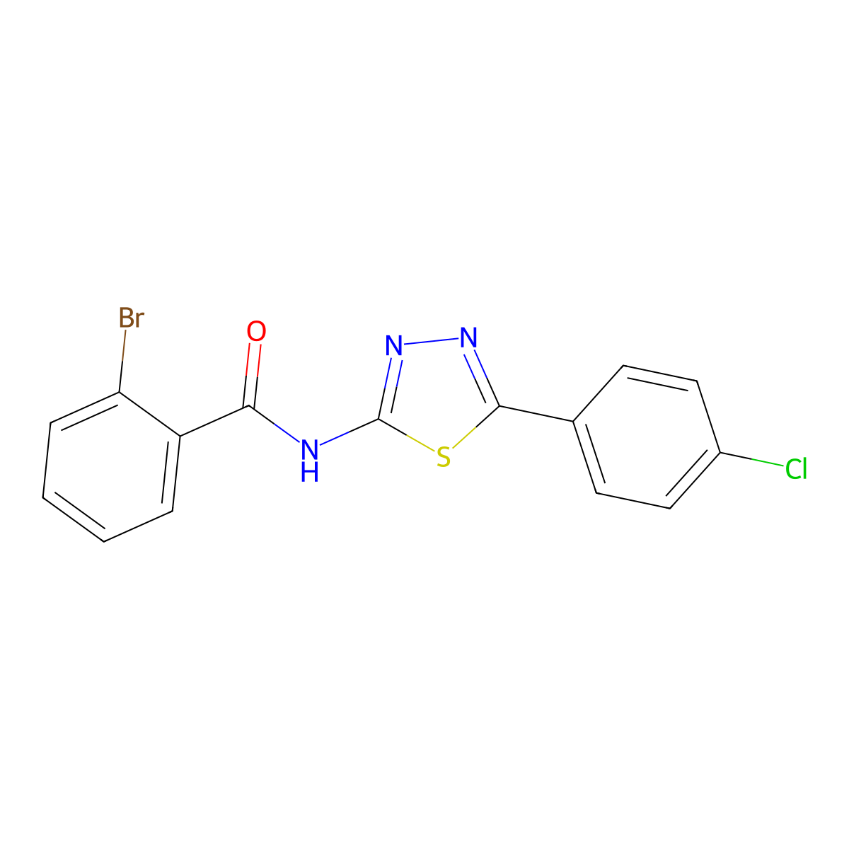 2-bromo-N-(5-(4-chlorophenyl)-1,3,4-thiadiazol-2-yl)benzamide molecular structure, CAS 179232-90-7