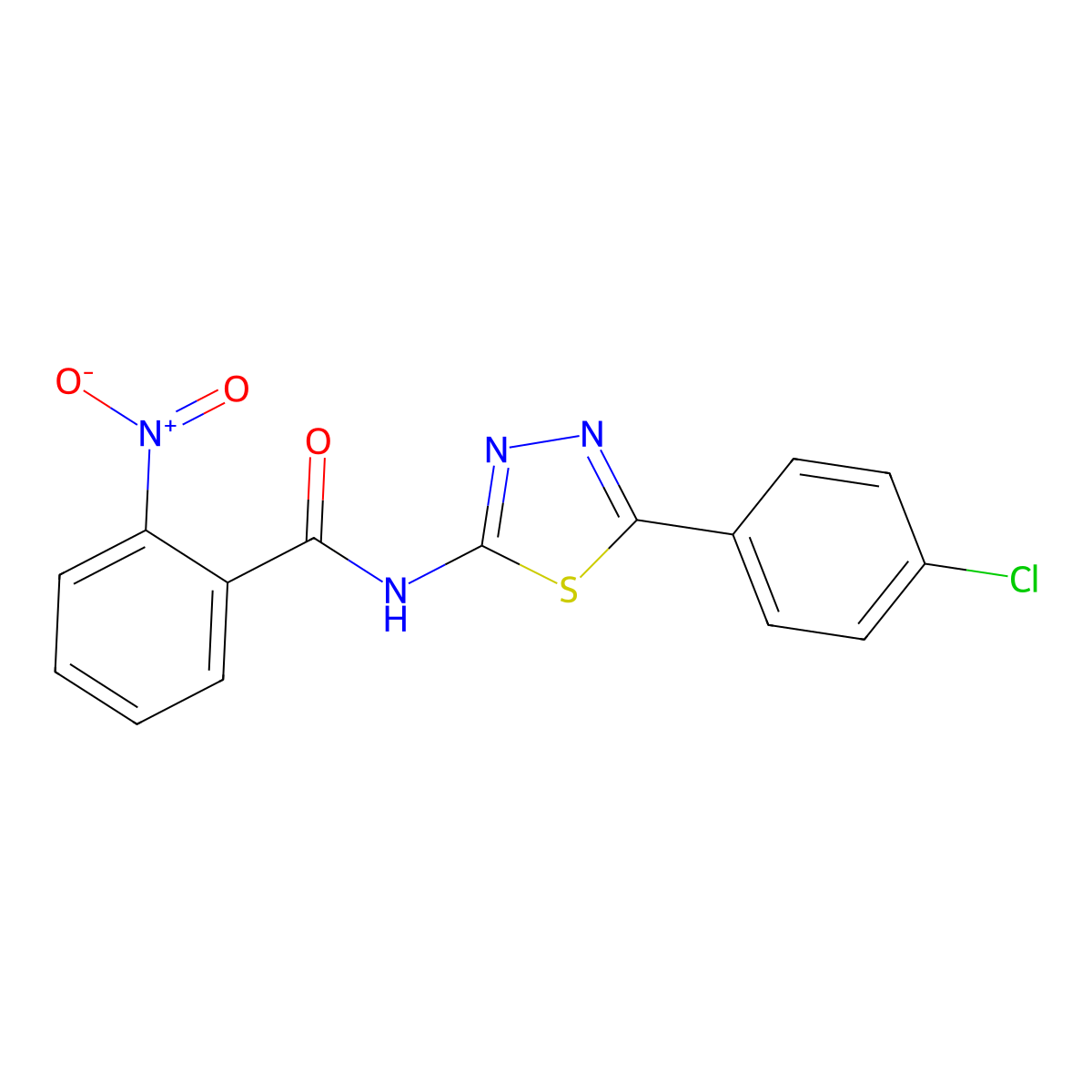 N-[5-(4-chlorophenyl)-1,3,4-thiadiazol-2-yl]-2-nitrobenzamide molecular structure, CAS 179232-93-0
