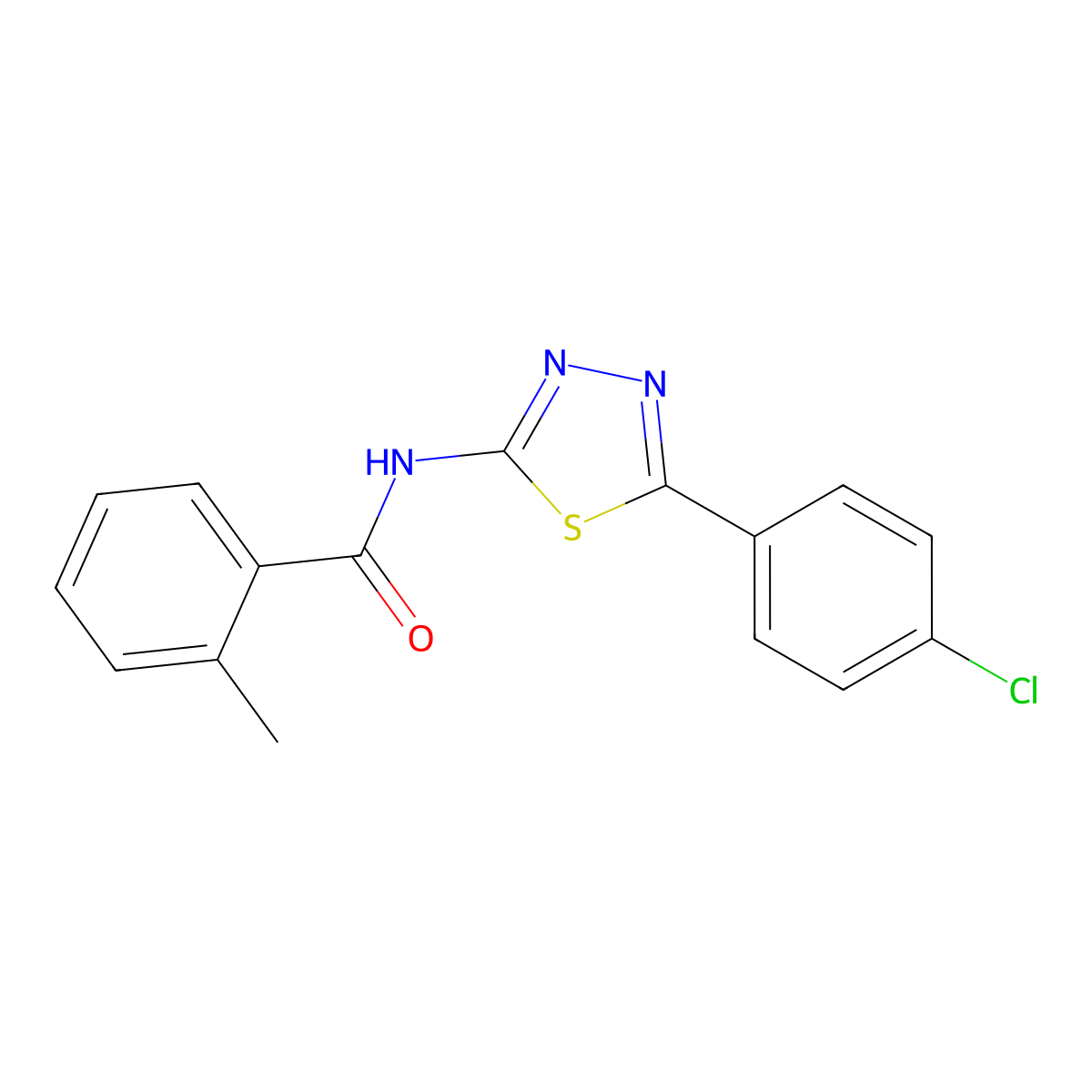 N-[5-(4-chlorophenyl)-1,3,4-thiadiazol-2-yl]-2-methylbenzamide molecular structure, CAS 179232-94-1